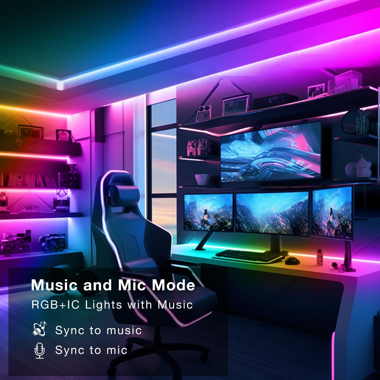 BGRIC LED Lights for Bedroom, 16.4FT RGB LED Lights with Bluetooth APP & Remote Control 24V 5050 Color Changing LED Strip Lights Music Sync for Room Home Party Wall Indoor Decor