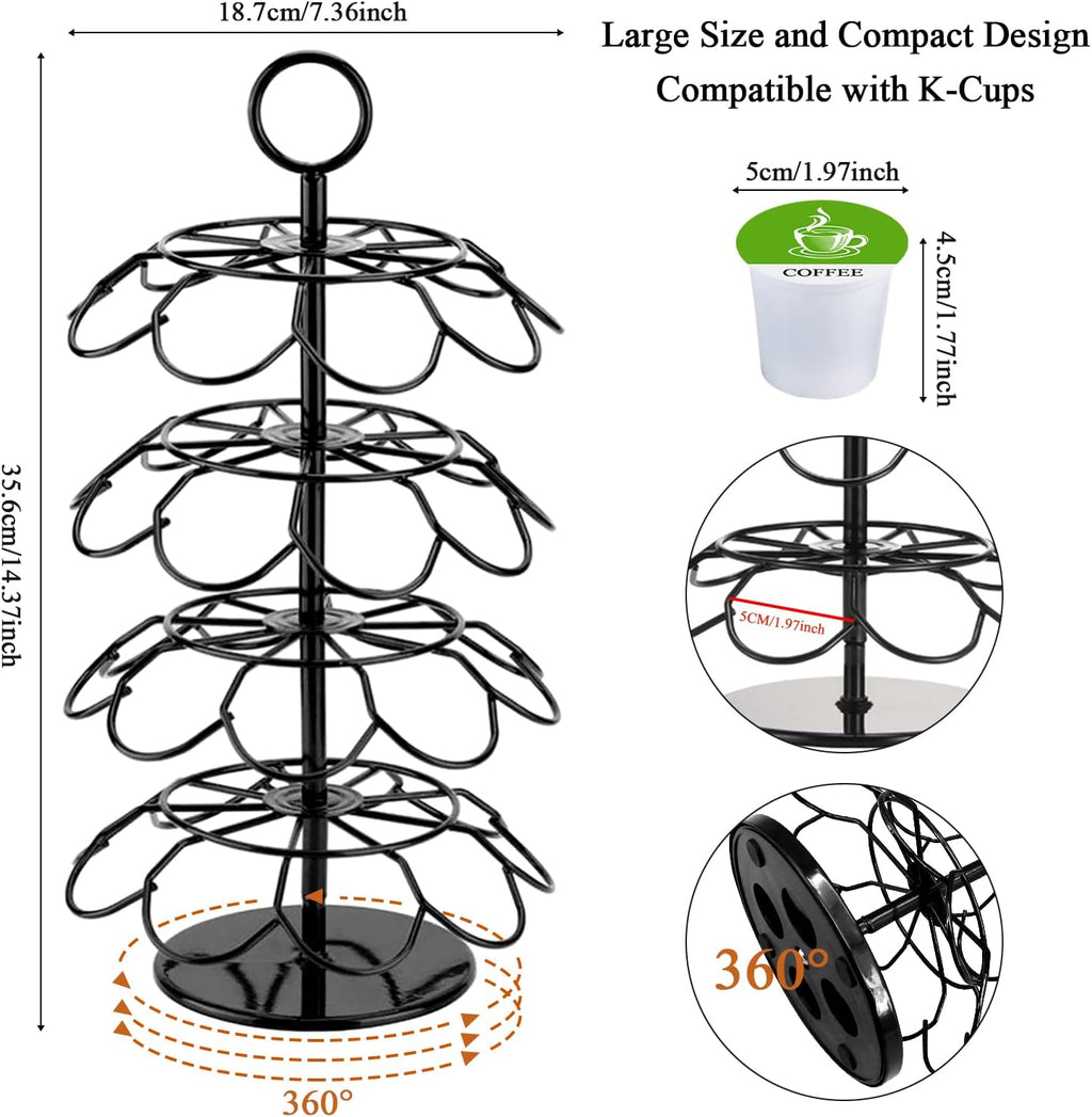 Coffee Pod Holder, K Cup Organizer Compatible with K-Cups(36 Pods), Kitchen Detachable Coffee Pod Organizer for Countertop, Spins 360-Degrees