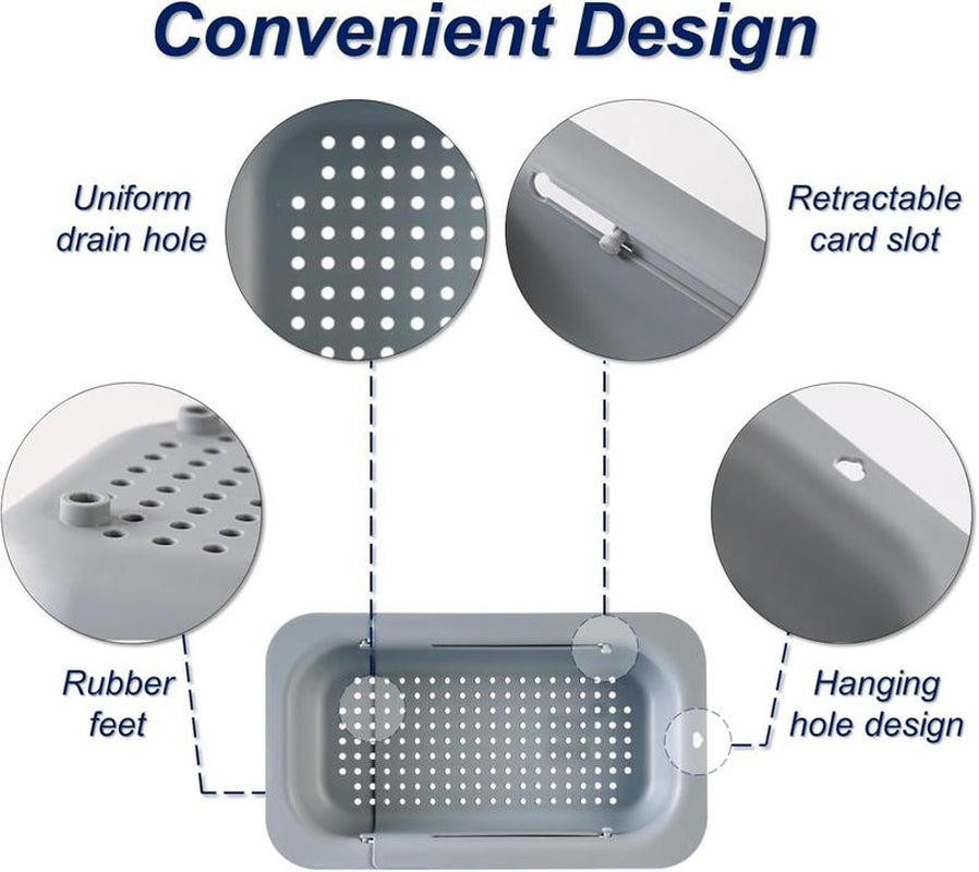 UFORU Collapsible Drain Basket, Kitchen Sink Strainer, Vegetable Wash Basket, Storage Rack, Fruit and Vegetable Drain Basket, Milky White,Draining Utensils,