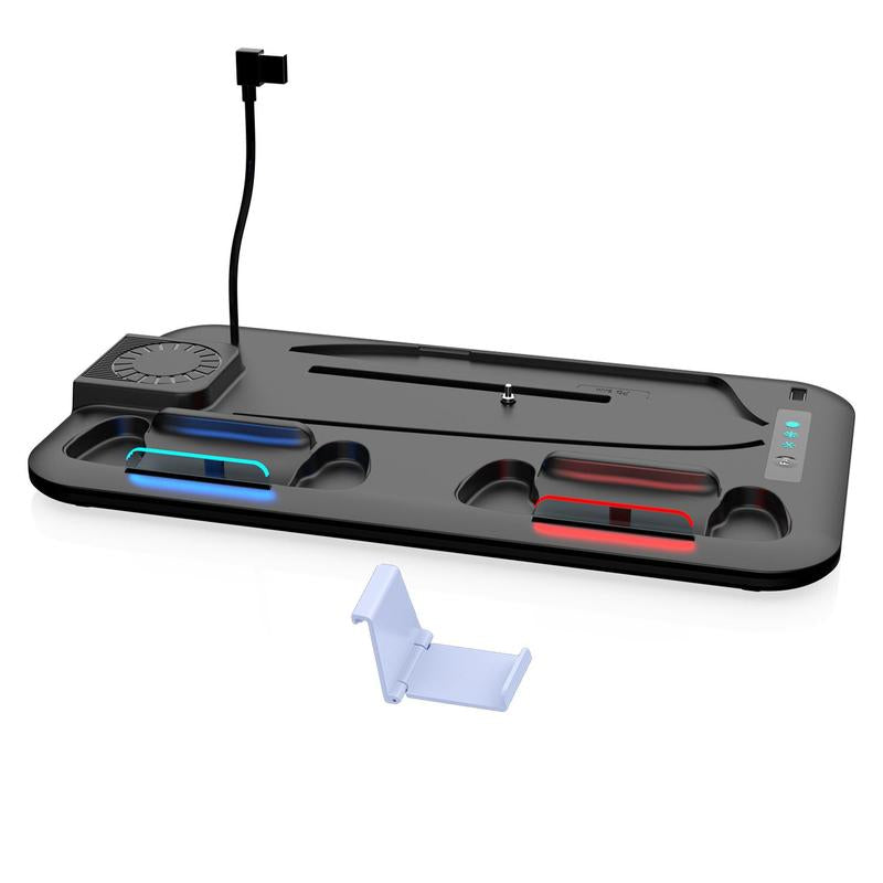 GAMINJA P58 Charging Base Cooling Bracket for PS5 Console, Vertical Stand with Cooling Fan, Multi-Functional Cooling & Charging Station, Universal for PS5 Slim/Pro All Models, Low Noise Cooling