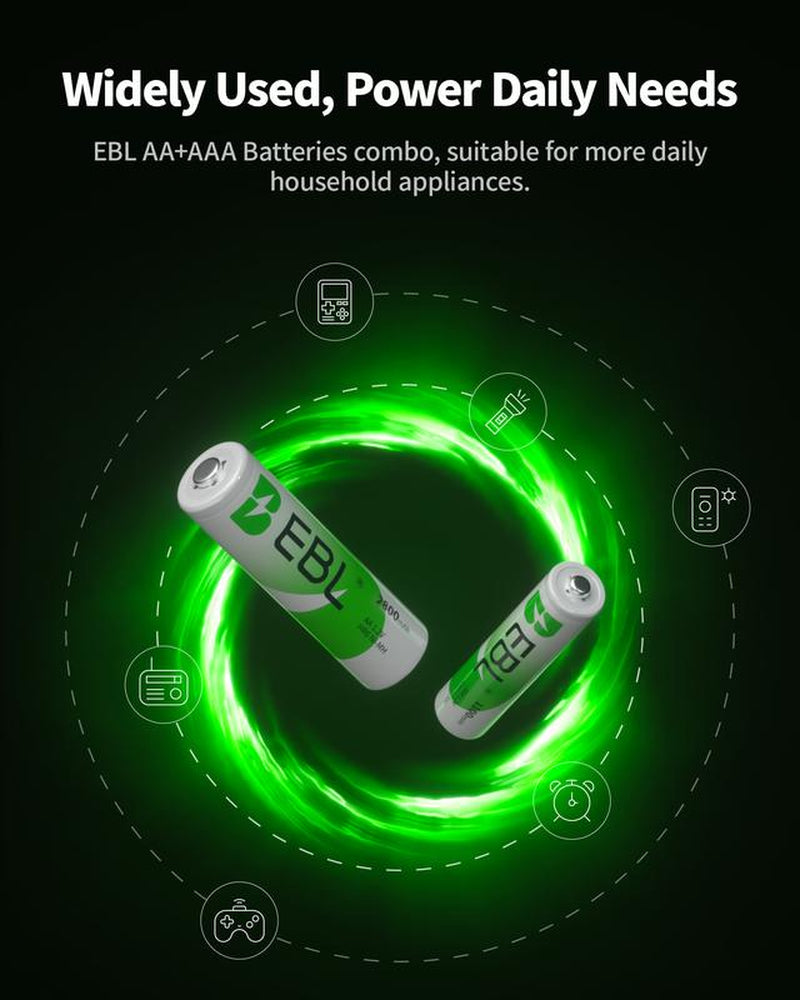 EBL AA AAA Rechargeable Batteries Combo