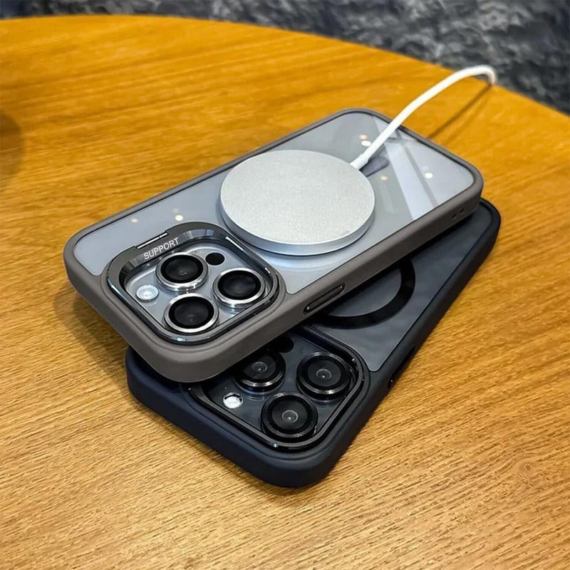 Magnetic Case for Iphone 17 Pro Max 16 15 14 13 12 11 +Camera Lens Protector & Built-In Metal Camera Ring Stand,Compatible with Magsafe,Shockproof Military-Grade Protection Acrylic Clear Phone Cover