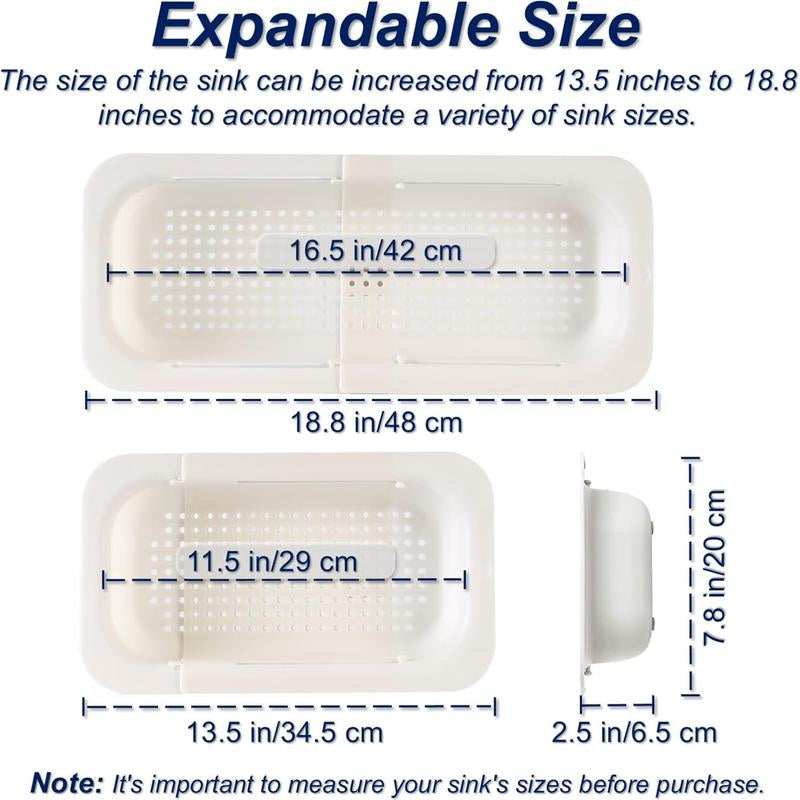 UFORU Collapsible Drain Basket, Kitchen Sink Strainer, Vegetable Wash Basket, Storage Rack, Fruit and Vegetable Drain Basket, Milky White,Draining Utensils,