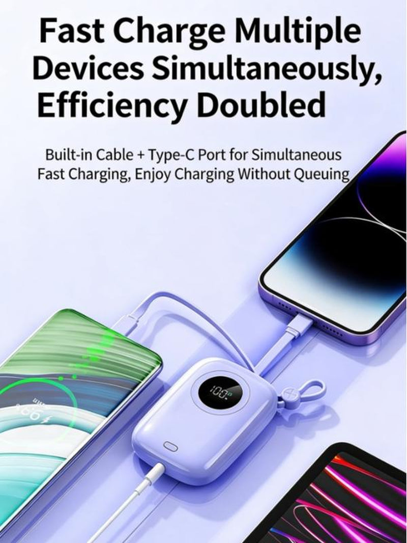 10000Mah Portable Power Bank with Digital Display Charger for Fast Charging of Iphone and Android Phones Durable Lithium Battery Smartphone