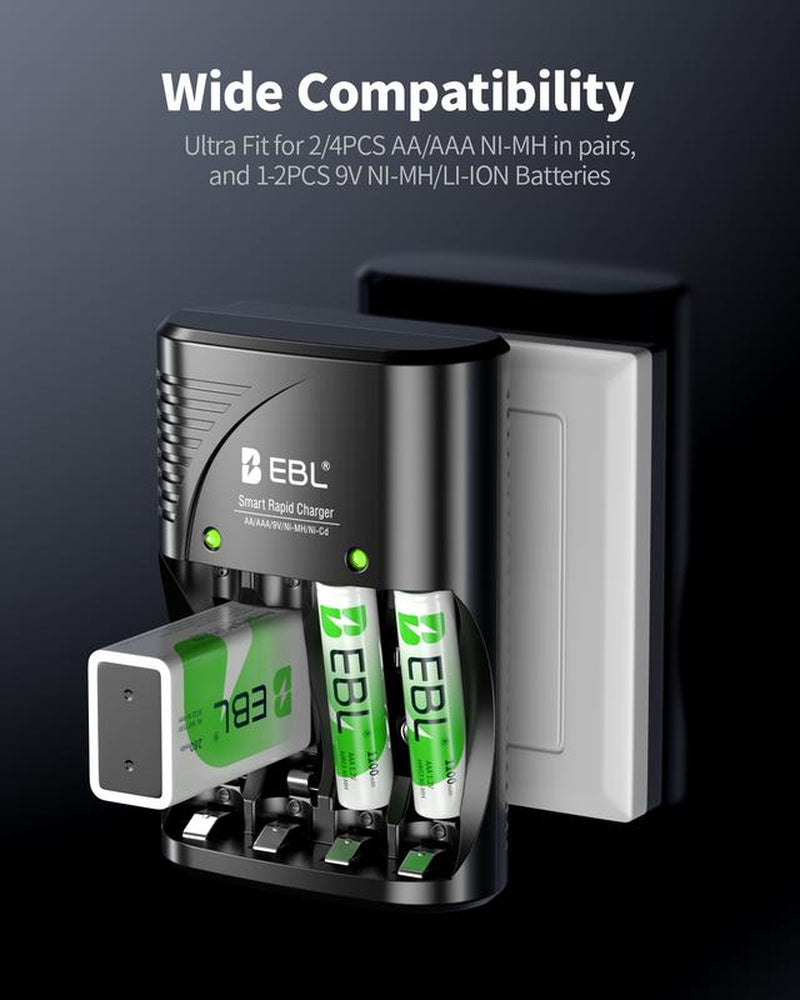 EBL 3 in 1 Multiple Function Battery Smart Charger with AA AAA Rechargeable Batteries Kit