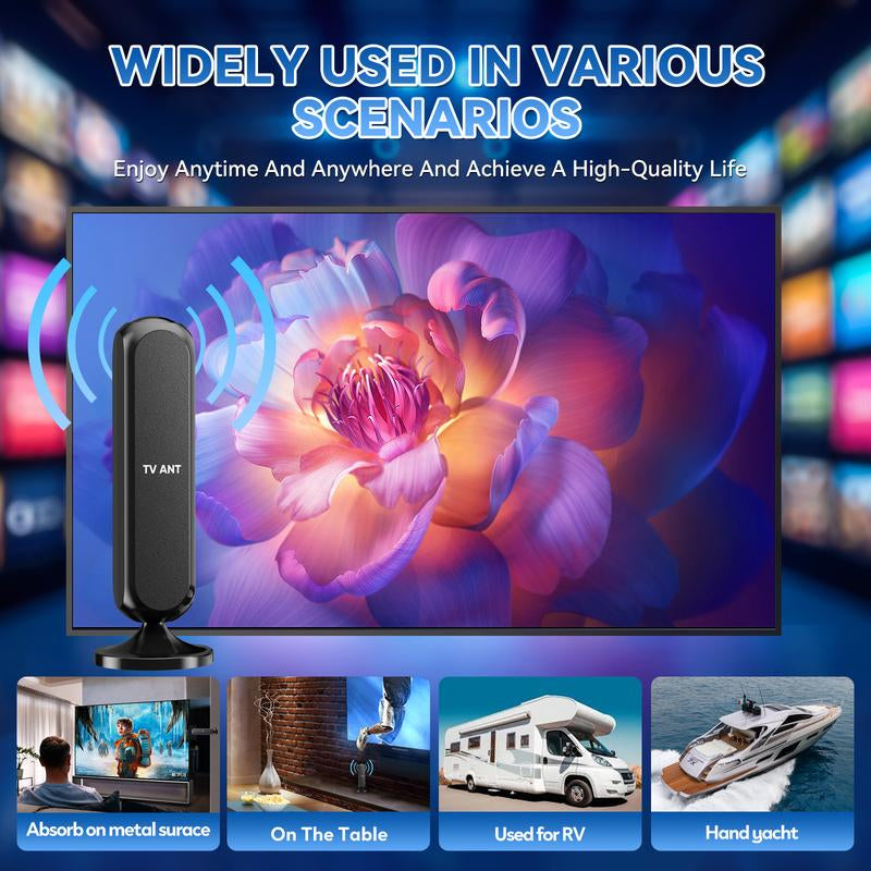 HIDB TV Antenna Digital for Smart TV HD Antena Indoor 4K 360° Signal Amplified Strong Magnetic Base Indoor TV Antenna for Easy Long Range Reception Installation No Monthly Bill Ultra Long Reception Distance, Outdoorfun
