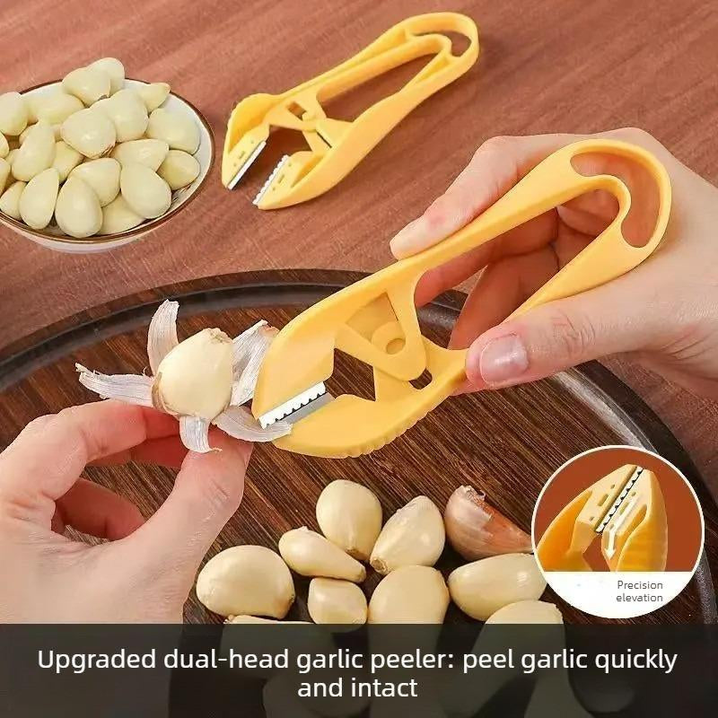 Garlic Peeler Manual Stainless Steel Garlic Skinner with Upgraded Double Blade Head for Quick and Complete Peeling Tool