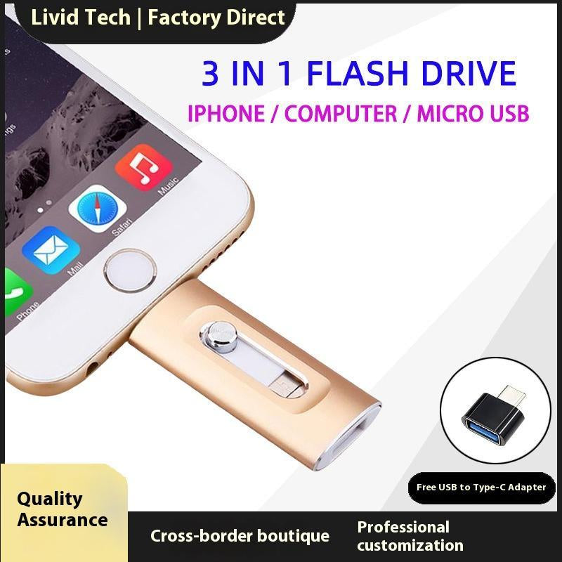 3-In-1 Photo Stick for Iphone & Android, High-Speed USB Flash Drive, External Photo & Video Storage