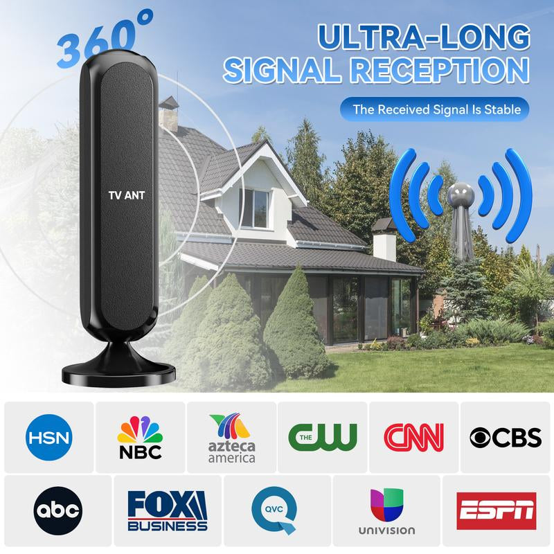 HIDB TV Antenna Digital for Smart TV HD Antena Indoor 4K 360° Signal Amplified Strong Magnetic Base Indoor TV Antenna for Easy Long Range Reception Installation No Monthly Bill Ultra Long Reception Distance, Outdoorfun