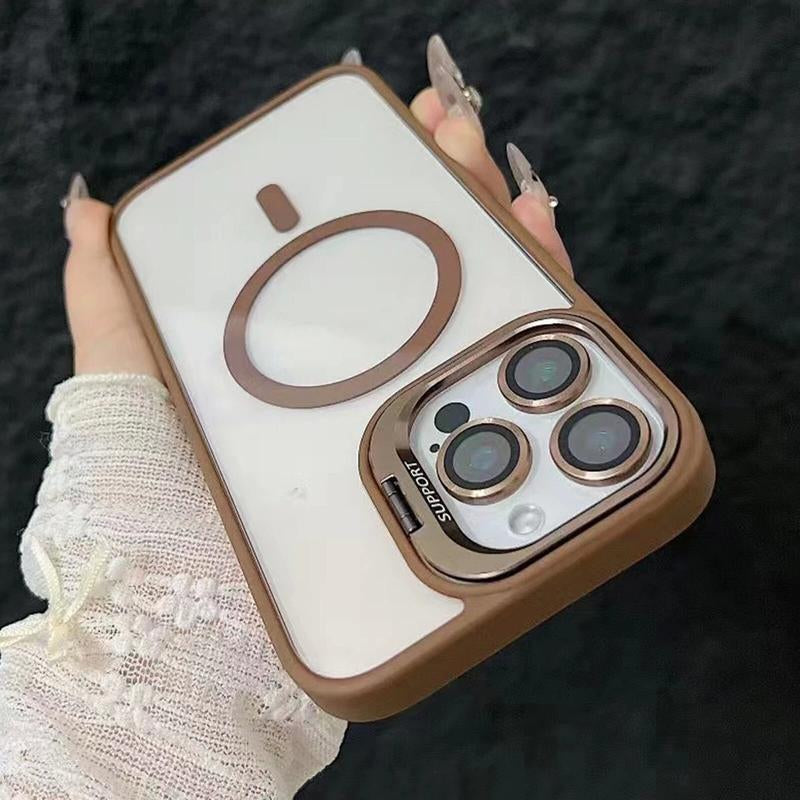Magnetic Case for Iphone 17 Pro Max 16 15 14 13 12 11 +Camera Lens Protector & Built-In Metal Camera Ring Stand,Compatible with Magsafe,Shockproof Military-Grade Protection Acrylic Clear Phone Cover