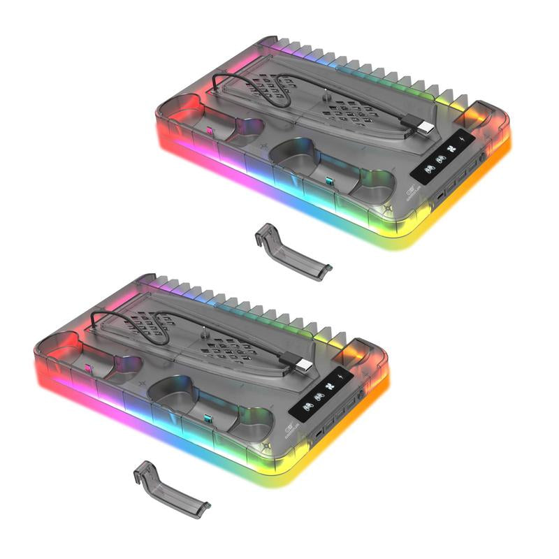 GAMINJA P58 Charging Base Cooling Bracket for PS5 Console, Vertical Stand with Cooling Fan, Multi-Functional Cooling & Charging Station, Universal for PS5 Slim/Pro All Models, Low Noise Cooling