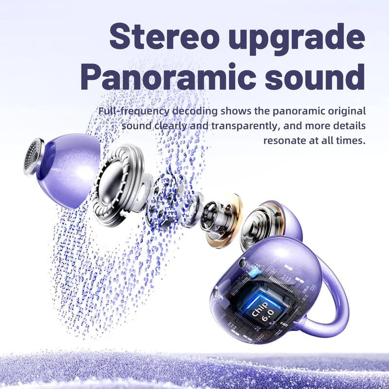 DORMOSH SK50 Clip on Wireless Headphones with 2026 Bluetooth 6.0 for Faster, Stable Connection & Low Power Use, DT6.0 Pulse Directional Tech, 360° ACS Panoramic Sound, IPX5 Waterproof Audio Earbuds for Music & Calls, Comfortable for Sports