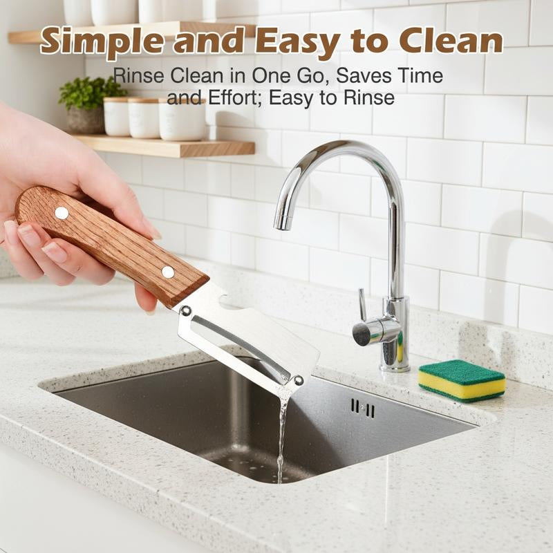 2-Pack 2-In-1 Vegetable & Fruit Peeler with Stainless Steel Blade and Bottle Opener, Wooden Handle Kitchen Tool for Potatoes, Apples, Zucchini, Papaya & Pumpkin