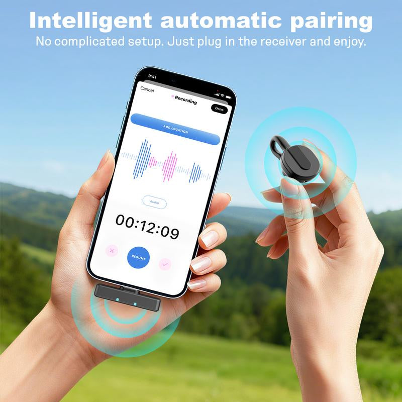 Facmogu Q28 Mini Wireless Lavalier Microphone with USB-C Interface Noise Cancellation for Iphone 15/16/17 & Android Phones Ideal for Youtube Tiktok Podcasts Recording & Video Shooting - Remote