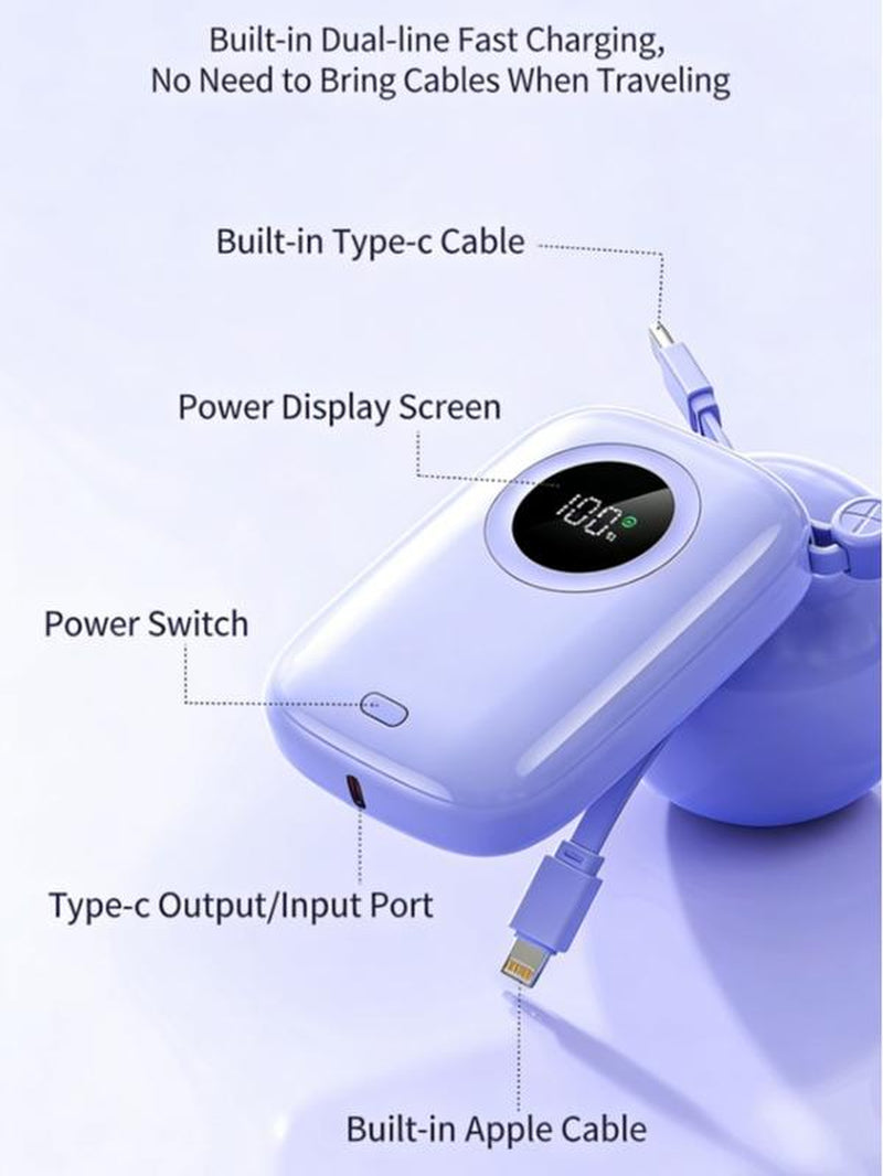 10000Mah Portable Power Bank with Digital Display Charger for Fast Charging of Iphone and Android Phones Durable Lithium Battery Smartphone