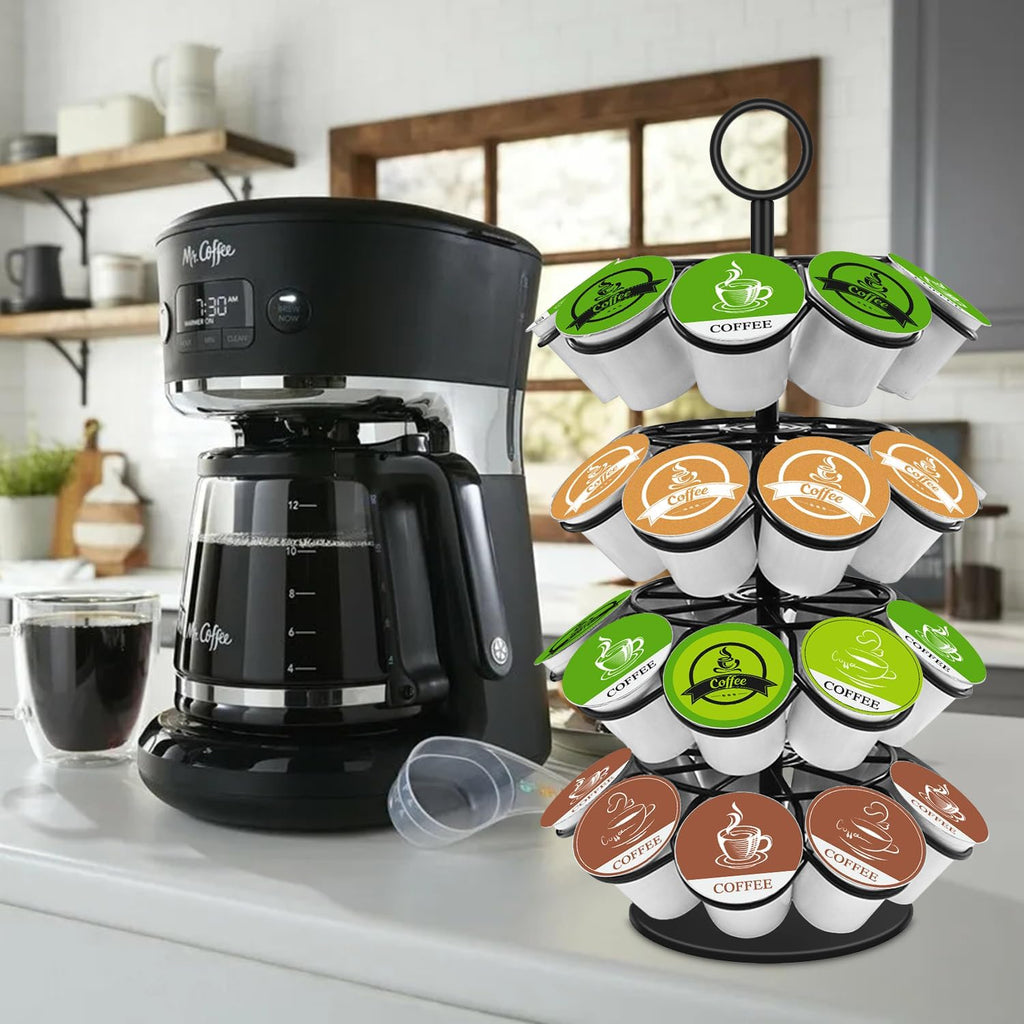Coffee Pod Holder, K Cup Organizer Compatible with K-Cups(36 Pods), Kitchen Detachable Coffee Pod Organizer for Countertop, Spins 360-Degrees